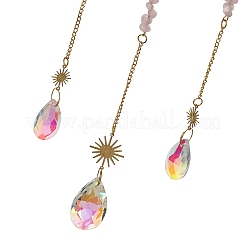 Moon Natural Rose Quartz Chips Hanging Suncatcher&nbsp;GG-CBAB970-02B