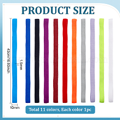 11色のポリアミドゴムバンド11個  ノート用  ミックスカラー  430x10x1.5mm  1pc /カラー&nbsp;AJEW-PH0006-13B