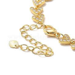 Clear Cubic Zirconia Heart Link Chain Bracelet&nbsp;BJEW-A132-07G
