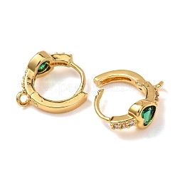 Heart Brass Pave Cubic Zirconia Huggie Hoop Earrings&nbsp;KK-D259-13A-G