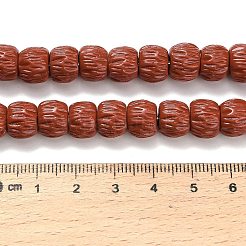 合成サンゴ染め彫刻ビーズ  ロンデル  ブラウン  9.5~10x7mm  穴：0.7mm&nbsp;BSHE-H114-01E