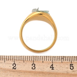 丸い天然アクアマリンチップの指輪  304ステンレスリング  18KGP本金メッキ  10.5mm  内径：17mm&nbsp;RJEW-D303-03G-02
