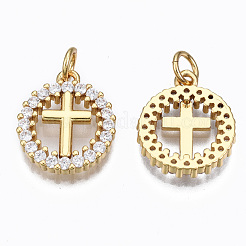 Brass Micro Pave Clear Cubic Zirconia Pendants&nbsp;ZIRC-N039-140-NF
