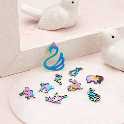 18Pcs 9 Style 201 Stainless Steel Pendants&nbsp;STAS-BT0001-10