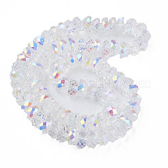 電気メッキ透明ガラスビーズ連売り  多面カット  半円  クリアAB  9x5mm  穴：1.6mm  約75個/連  16.14インチ（41cm）&nbsp;X-EGLA-N002-37-C01