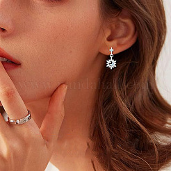 Brass Micro Pave Cubic Zirconia Stud Dangle Earrings for Women&nbsp;WGC617F-01