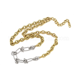 6MM 304 Stainless Steel Mixed Link Chain Necklaces&nbsp;NJEW-L470-01GP