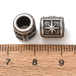 316サージカルステンレススチールヨーロピアンビーズ  大穴ビーズ  幸せという言葉の列  アンティークシルバー  スター  9x8~8.5mm  穴：5mm&nbsp;SA-CBA7555-01AS-08