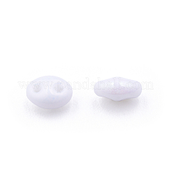 不透明光沢チェコガラスシードビーズ  2穴  オーバル  ホワイトスモーク  5x3.5x2.5mm  穴：0.9mm  約500 G /袋&nbsp;SEED-N004-005-D01