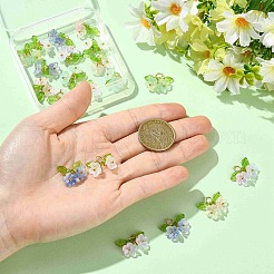 ガラスとアクリルのペンダント5色20個  花のチャーム  真鍮製の金具と304ステンレススチール製の丸カン付き  ミックスカラー  17mm  4個/カラー&nbsp;PALLOY-YW00224