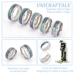 5個 5スタイル 201ステンレススチール製指輪 男性用  ステンレス鋼色  8mm  内径：16.1~20mm  1個/スタイル&nbsp;RJEW-UN0002-98