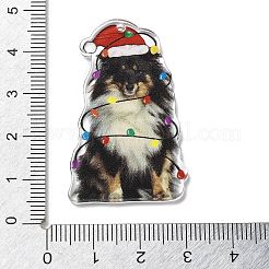 クリスマステーマのアクリルパーツ  犬  42.5x26.5x2.5mm  穴：1.5mm&nbsp;FIND-R006-01F
