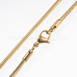 304ステンレスネックレス  カニカン付き  スネークチェーンネックレス  ゴールドカラー  29.88インチ（75.9cm）  2mm&nbsp;X-NJEW-D281-03
