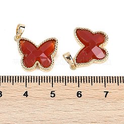 真鍮チャーム  カーネリアンと  蝶  18KGP本金メッキ  14x17x5mm  穴：4x2mm&nbsp;KK-U043-36G-01