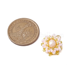 シードビーズ ビーズチャーム  花のペンダント  ミックスカラー  18x17x7.5mm  穴：2.5mm  3個/セット&nbsp;PALLOY-MZ00273