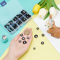 クラフト用品プラスチック人形の目パーツ  ぬいぐるみの目  rhinstoneと  フラットラウンド  ブラック  9~15x6mm  穴：1.5mm  100個/箱&nbsp;DIY-WH0304-028