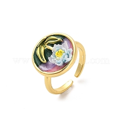 Brass Enamel Cuff Rings&nbsp;RJEW-K291-01G-01