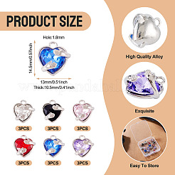 18Pcs 6 Colors Alloy Glass Charms&nbsp;FIND-TA0009-91P