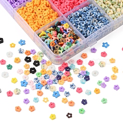97.5g15色手作りポリマークレイビーズセット  花  ミックスカラー  4~6x4~6x1~1.5mm  穴：2mm  6.5 G /カラー&nbsp;CLAY-YW0001-51