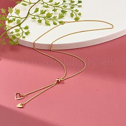 女の子の女性のためのハートラリアットネックレス  304ステンレススチールベネチアンチェーン/ベネチアンチェーンネックレス  ゴールドカラー  23.62インチ（60cm）&nbsp;NJEW-JN03710