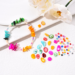 DIYジュエリー作りの発見キットのためのビーズキット  アクリルビーズ入り  8/0 ガラスシードビーズ  天然および淡水シェルチップビーズ  ミックスカラー  シェルビーズ: 500~600 個/箱&nbsp;DIY-YW0004-34