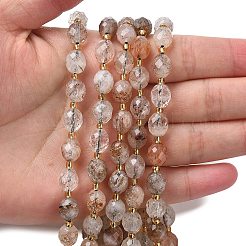 Natural Copper Rutilated Quartz Beads Strands&nbsp;G-F809-A41-01