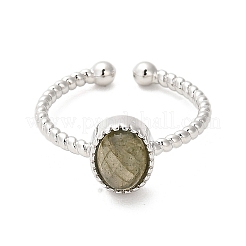 Natural Labradorite Open Cuff Ring&nbsp;RJEW-M166-04P-F