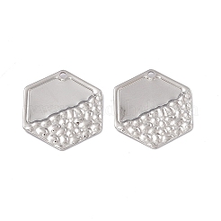 変色しない304ステンレススチールペンダント  六角チャーム  ステンレス鋼色  26x23x1.5mm  穴：1.6mm&nbsp;STAS-B031-39S