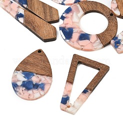 Walnut Wood & Transparent Resin Pendants&nbsp;WD-CBA583A-13