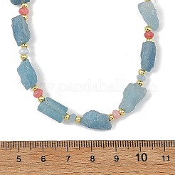Raw Rough Natural Aquamarine & Dyed Faceted Rondelle Malaysia Jade Beaded Necklaces for Women&nbsp;NJEW-JN06487