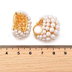 Brass ABC Plastic Imitation Pearl Basket Hoop Earrings&nbsp;EJEW-S270-08G