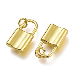 真鍮製南京錠ペンダント  丸カン付き  長持ちメッキ  ロック  ゴールドカラー  17x9.5x3mm  穴：3mm&nbsp;KK-P189-02G