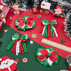 2 Pairs 2 Styles Christmas Polyester & Alloy Alligator Claw Hair Clips&nbsp;PHAR-WR0001-06