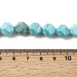 天然マグネサイトビーズ連売り  染め＆加熱  スターカットラウンドビーズ  ターコイズ  10mm  穴：0.8mm  約37個/連  15.04''（38.2センチメートル）&nbsp;G-P598-B01-03
