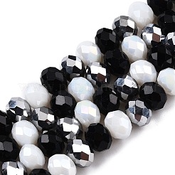透明ガラスビーズ連売り  多面カット  ロンデル  ブラック  8x6.5mm  穴：1mm  約64~66個/連  15.55~16.8''（39.5~42センチメートル）&nbsp;GLAA-T023-09A