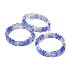 Square Natural Banded Agate(Dyed & Heated) Beaded Stretch Bracelets for Women Men&nbsp;GG-CBA9ACE-B14