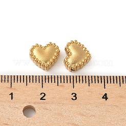 304ステンレススチールビーズ  18KGP本金メッキ  ハート  8.5x10x4.5mm  穴：1.4mm&nbsp;STAS-V010-01G-02