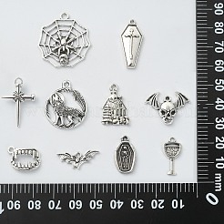 100Pcs 10 Styles Tibetan Style Alloy Vampire Pendants&nbsp;TIBEP-CJ0002-81