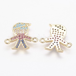 Brass Micro Pave Cubic Zirconia Links&nbsp;X-ZIRC-G111-18G