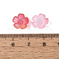 透明プラスチックビーズキャップ  5  - 花びらの花  ツートン  クリムゾン  10.5x10.5x4mm  穴：1.6mm  約3846個/500g&nbsp;KY-Q005-02A-07