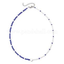9Pcs 9 Colors Brass Heart Glass Seed Beaded Necklaces&nbsp;NJEW-JN05956