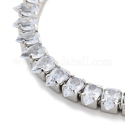 Brass Pave Clear Cubic Zirconia Teardrop Link Bracelets&nbsp;BJEW-YWC0002-08P
