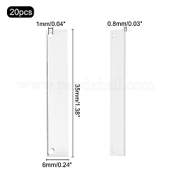真鍮チャーム  長方形  銀  6x35x0.8mm  穴：1mm  20個/箱&nbsp;KK-PH0004-50S