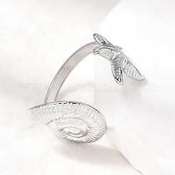 女性用304ステンレススチールオープンカフリング  ヒトデの殻の形  ステンレス鋼色  usサイズ7 1/4(17.5mm)&nbsp;RJEW-K313-16P