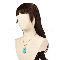 女の子の女性のためのティアドロップナチュラルハウライトペンダントネックレス  304ステンレススチールベネチアンチェーンネックレス  ゴールドカラー  19.29インチ（49cm）&nbsp;NJEW-JN03706
