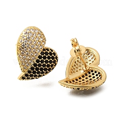 Brass Pave Cubic Zirconia Stud Earrings&nbsp;EJEW-M088-06G-04