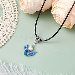 Glass Seed Beads & Glass Pearl Angel Pendant Necklaces&nbsp;NJEW-MZ00056-05