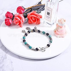 チベットスタイル合金ハートトグル留め金  アンティークシルバー＆アンティーク金色  ハート：18x14x3mm  穴：3mm  バー：20x8x3mm  穴：3mm  40セット /箱&nbsp;PALLOY-PH0005-55