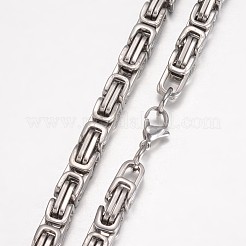 変色しない201ステンレススチール製ビザンチンチェーンネックレス  ステンレス鋼色  23.23インチ（59cm）  6mm&nbsp;X-NJEW-K062-01P-6mm