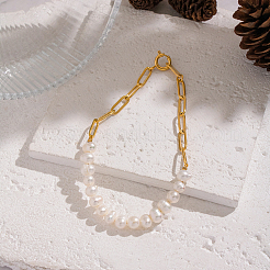 Natural Freshwater Pearl Beaded Link Bracelets&nbsp;FT4908